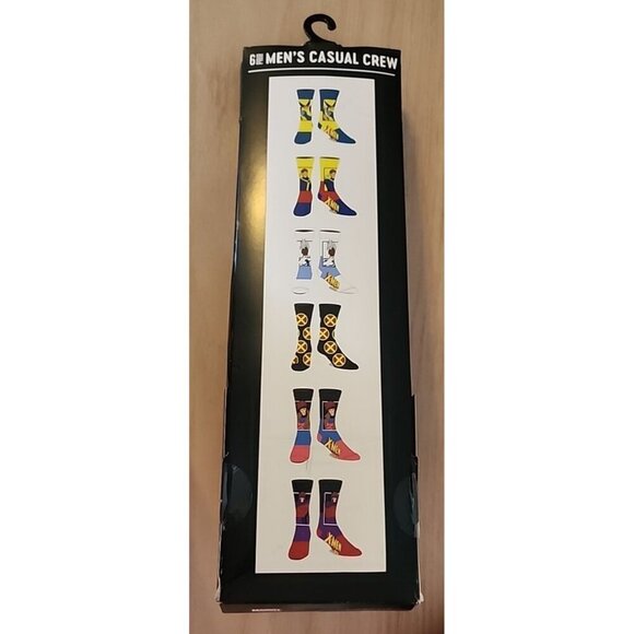 Men's Marvel X-men ‘97 casual crew Socks 6 Pairs Pk Sz 6-12 hyp new - Picture 3 of 4